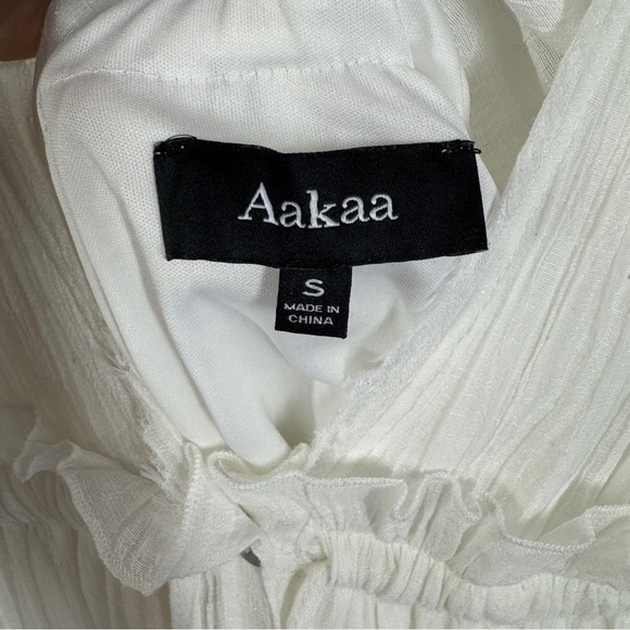 Aakaa White Boho Deep V-Neck Tassel Waist Beach Cover-Up Maxi Dress Size S - Picture 5 of 16